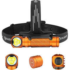 OLIGHT Perun 3 LED Rechargeable Headlamp, Super Bright 3000 Lumen Head Torch with 7 Light Modes, Sensor, Red Light and Headband, IP68 Waterproof Mini Head Lamp for Camping, Fishing, Hunting, Orange