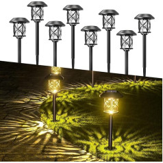 Quntis Pack of 8 Solar Lights for Outdoors, LED Garden Lights, Solar, IP65 Waterproof, Solar Stars, Garden Lighting, Warm White Solar Lights for Garden, Path, Balcony