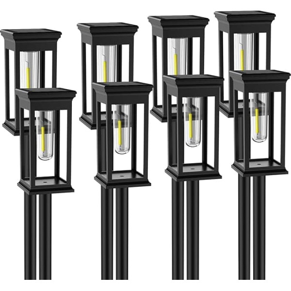 SOLARBABY Solar Lights for Outdoors, Pack of 8 Solar Lights, Garden Tungsten Light, IP65 Waterproof Solar Garden Lights, Auto On/Off for Outdoors, Patio, Garden, Warm White