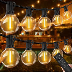 LED Fairy Lights Outdoor Dimmable - Outdoor Fairy Lights Power 45 m 58 + 2 G40 Bulbs with Timer IP44 Waterproof Fairy Lights Outdoor for Balcony Garden Wedding Party Patio (45 m 58 + 2 Dimmer)