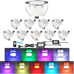 Set of 10 WiFi LED Recessed Floor Lights Outdoor RGB Diameter 45 mm LED Recessed Spotlights Compatible with Amazon Alexa, Google Home, IP67 Waterproof Patio Recessed Lights Outdoor for