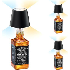 ledscom.de FLAAK LED Table Lamp, Bottle Lamp with Battery and Touch Switch, 3 Light Colours, Dimmable, Black, IP44, Pack of 3