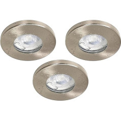 Trango Set of 3 6729IP65-032M6KSD IP65 LED Recessed Spotlights in Brushed Stainless Steel Including 3x 5 Watt 3 Levels Dimmable 6000K Cool White Ultra Flat LED Module Recessed Spotlight Bathroom