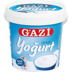 Gazi Ciftlik Yoghurt - 5 x 1 kg - Mild Natural Yoghurt with 3.5% Fat, Naturally Refreshing Taste, Ideal for Cheesecakes, as a Shake in Cakes and Pies with Fruit