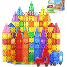 100 Magnetic Tiles STEM Building Toy with 2 Cars, Sensory Magnetic Building Blocks for Toddlers and Children, Preschool Montessori Toy Gifts for 3+ Years Old Boys and Girls
