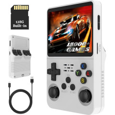 Bewinner 3.5 Inch Retro Handheld Game Console R36s, Video Game Console with Dual Style Linux/Garlic Support, Retro Console with Dual 3D Joysticks (White) (128G)