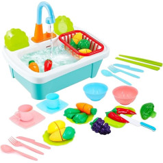 Children's Wash Basin with Real Water - Play Kitchen with Sink and Accessories, Educational Toy for Children from 3 Years, Indoor & Outdoor Gift