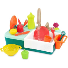 B. Toys Splash-n-Scrub Sink for Kids - Toy with Working Tap and Colour Changing Tableware - Promotes Creativity and Life Skills - Ages 3+