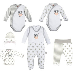 Makoma First Equipment Set - 7 Pieces - Clothing Set for Newborn Girls Baby Clothing - Gift for Birth - 100% Cotton - Owl Pink