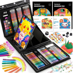 Shuttle Art Children's Painting Case, 335-Piece Painting Box for Children, Black, Painting Set for Children and Beginners for Painting and Drawing, Children's Painting Set with Watercolours, Wax