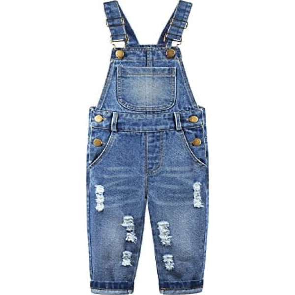 Kidscool Space Cute 4 Pockets Elastic Legs Baby Toddler Ripped Jeans Jumpsuit