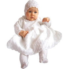 EKO Christening Dress for Girls Set Hat and Knitted Dress White