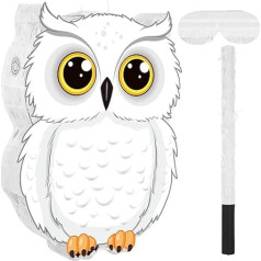 Aoriher Owl Pinata with Rod Blindfold Confetti 3D White Snow Owls Pinatas Set for Forest Wizard Animal Owl Game Birthday Party Decoration Accessories