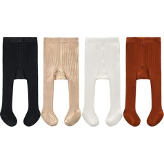 YYST CECORC Baby Tights - Thick Toddlers Girl Leggings - Cable Knit Cotton Stockings, 2T, (1-2 Years, 4 Pack (Black+White+Redbrown+Beige)), 4 Pack (Black+White+Redbrown+Beige)
