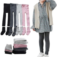 Mädchen Leggings Baby Kleinkind Strumpfhosen Strümpfe Zopfmuster Baumwolle Hosen – 4 Pack Fußlose Strumpfhosen & 4 Paar Socken