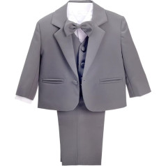 Lito Angels Baby Boys' Wedding Suit 5-Piece Set (Jacket, Vest, Shirt, Trousers & Tie), Charcoal Grey, Size 6 Months 68, 057 (Tag Number 6M), Charcoal grey