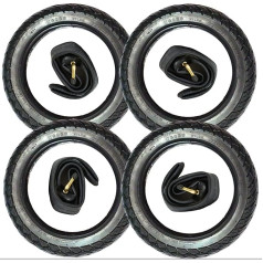 4x CBK-MS® 12 Inch Tyres 62-203 = 12 1/2 x 2 1/4 CBK-MS® + Inner Tube with 45° Angle Car Valve Bicycle Trailer Pushchair Scooter Tricycle