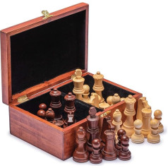 Staunton Tournament No. 6 Chess Pieces with 2 Extra Queens and Wooden Box, 98 mm Kings