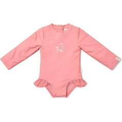 Little Dutch CL25038656 Sunny Flowers Rouge Swimsuit with Flounces / Ruffles Long Sleeve Size 74 - 80 cm, Sunny Flowers Blush, 74 - 80