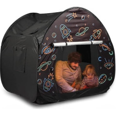 Ysityum Sensory Tent for Children with Autism - Extra Large 47 x 47 Inch Children's Room Play Tent for Indoor, Blackout Sensory Indoor Pop Up Tent, with Door Window String Light for Children, Autism,