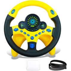 RedCrab Children's Steering Wheel Toy, 360° Rotation Simulated Portable Controller with Sound and Music Steering Wheel Toy for Car, Educational Toy Gift for Children, Boys and Girls