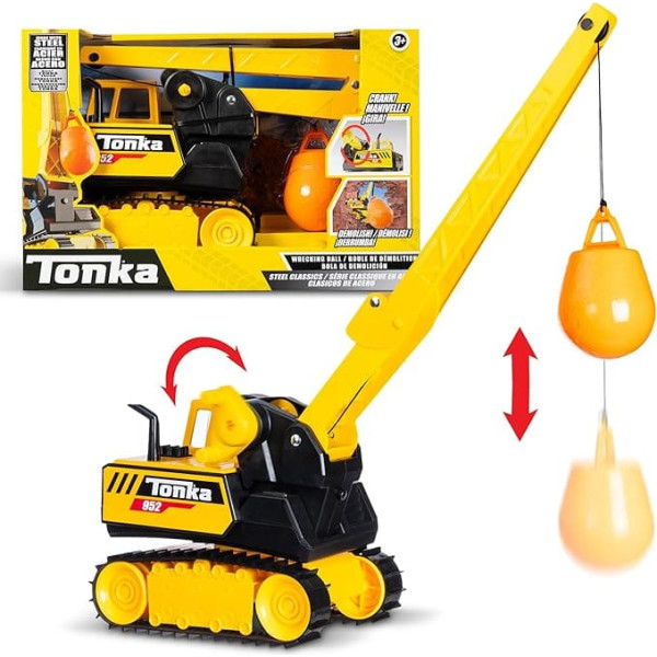 Tonka Steel Demolition Ball, Durable Real Steel Construction, Yellow Demolition Toy with Realistic Action, Ages 3+ for Boys and Girls, Ideal for Kids, Toddlers, Easy Fun