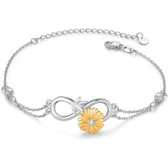 Infinity Urn Bracelet for Women 925 Sterling Silver Sunflower Urn Bracelet for Ashes Keepsake Memorial Jewellery Gifts for Women and Girls, 17.78 cm, Sterling Silver, Cubic Zirconia