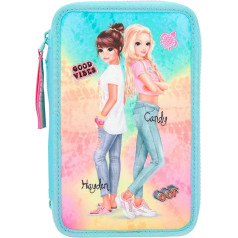 Depesche 11009 Filled Pencil Case in TOPModel Nice Design, Approx. 7.5 x 13 x 20 cm, with 3 Zips, Filled with Lyra Pens, Ruler, Scissors, Glue, Outer Material 100% Recycled