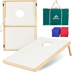 ApudArmis Cornhole Boards Wooden Classic Cornhole Games Set with 8 Cornhole Bean Bags and Carry Bag 36x24 Inch for Camping, Lawn, Yard, Beach, Game for Teens, Adults, Family