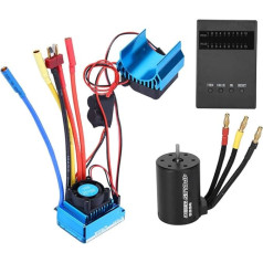 Brushless Motor ESC, 80A 3650 Motor 4300KV + Brushless ESC + Heatsink + Program Card Set Remote Control Motor Brushless ESC Set for 1/10 RC Car Vehicles (80A)
