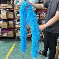 2 3 4 6 10-lagige mehrfarbige Straußenfederboa, 2 Meter, Straußenfederschal für Party, Damenkleid, Kleidung, DIY-Dekoration, Schal, Seeblau, 3-lagig