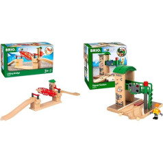 BRIO World 33757 Lifting Bridge - Railway Accessories Wooden Railway - Toddler Toy Recommended for Children from 3 Years & Railway 33674 - Signal Station