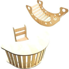 Wooden Rocker, Montessori Climbing Arch, Bow Seesaw, Toddler Climbing Arch, Children's Climbing Frame, Wooden Climbing Arch, Desk with Chair, Play Table, Medium Size (Natural)