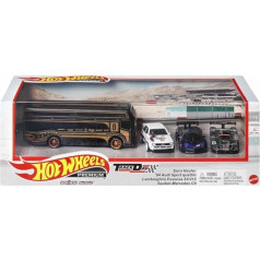 Hot Wheels HKC15 / GMH39 4-Car Set Track Day #13 Euro Hauler with 3 Sports Cars 1:64