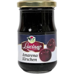 Luciano Amarena Cherries 140 g, Pitted Sour Cherries in Glass, Maraschino Cherries, Perfect for Cocktails and Desserts