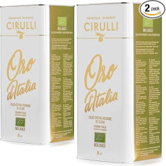 Cirulli 2 Tin Cans Olive Oil Extra Virgin Organic Cold Extracted Italian (2 x 3 Litres)