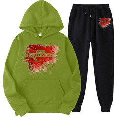 Women's Tracksuit, Hooded Top and Sweatpants, Hoodie Set Horror with Bloody Print Tracksuit Set, Two-Piece Hooded Sweatsuit, Loose Casual Loungewear, Fashion, Winter Sports Outfit, Running