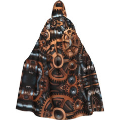 WHJSHOP Halloween-Umhang mit Kapuze für Erwachsene für Partys und Kostüme, pflegeleicht, Steampunk, mechanische Zahnräder