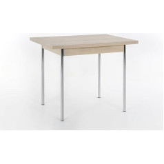 Hela Tische , Bonn Kitchen Table, Dining Table, Melamine-Coated, Sonoma Oak Decor, Chrome Metal Frame, Extendible 90-142 x 65 x 74 cm