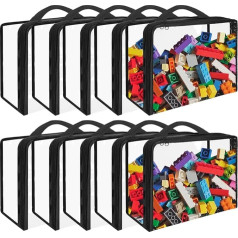 Hlimior Pack of 10 Extra Large Toy Storage Bags PVC Bags Storage Organiser Bags with Zip Waterproof Toy Bags for Board Games, Building Blocks, Toys, Books
