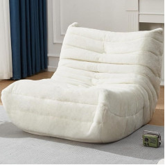 Hobestluk Bean Bag for Adults, Giant Bean Bag Sofa Memory Foam Bean Bag Faux Fur Fireplace Large Sofa for Living Room Bedroom Dorm Office (White Plush)