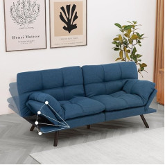 Sunny Heart Convertible Futon Sofa Bed Memory Foam Futon Couch Bed Sofa Bed Small Splitback Sofa Bed Polyester Modern Loveseat for Living Room Apartment Office Dorm Blue