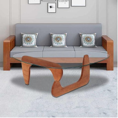 Zjfjmbd Coffee Table Glass Triangular for Living Room, Mid-Century Modern Coffee Table, Vintage Sofa Side Table, Wood and Glass Living Room Table (82 x 57 x 40 cm)