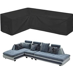 ‎Coosoo COOSOO Garden Furniture Corner Sofa Cover Waterproof Durable 210D Oxford V/L Shape Couch Rattan Corner Sofa Table Chair Protective Cover with Storage Bag L Shape:R 286CM