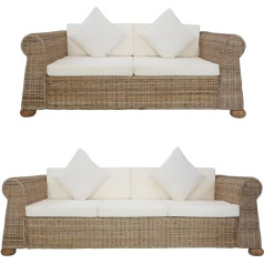 ‎Homgoday Homgoday 2 Piece Sofa Set Natural Rattan Cushions Living Room Sofas Modern Bed Double