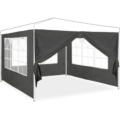 Relaxdays Side Panels for Gazebo, Set of 4, 2 x 3 m, Side Panels with Window and Zip, Waterproof, PVC & PE, Grey