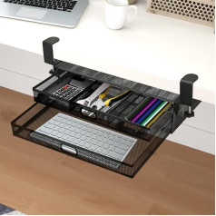 Adwolt Under Desk Pull Out Drawer, Mesh Metal Table Drawer, Under Desk Storage, Hidden Desk Organizer for Office Supplies