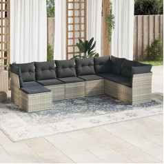 ‎Homgoday Homgoday Gartenmöbel-Set 8-teilig mit Kissen hellgrau Polyrattan, Möbel Set Schlafsofa Wohnzimmer Couch, Set Sofa für den Außenbereich, Typ 3218052