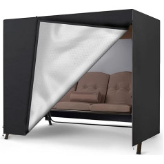 Ytwkafa Hollywood Swing Cover 3 Seater, 600D Oxford Cover, Hollywood Swing, Winterproof, Heavy Duty Tear-Resistant Protective Cover, Garden Furniture Cover, Garden Bench (250 x 150 x 160 cm, Black)