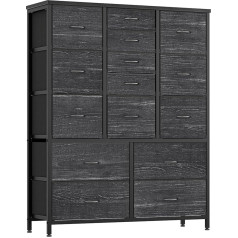 Baloveby Chest of Drawers with Drawers, Sideboard with 15 Fabric Drawers, Chest of Drawers for Bedroom, Living Room, Hallway, Storage Unit with Fabric, Sturdy Metal Frame, Wooden Table Top